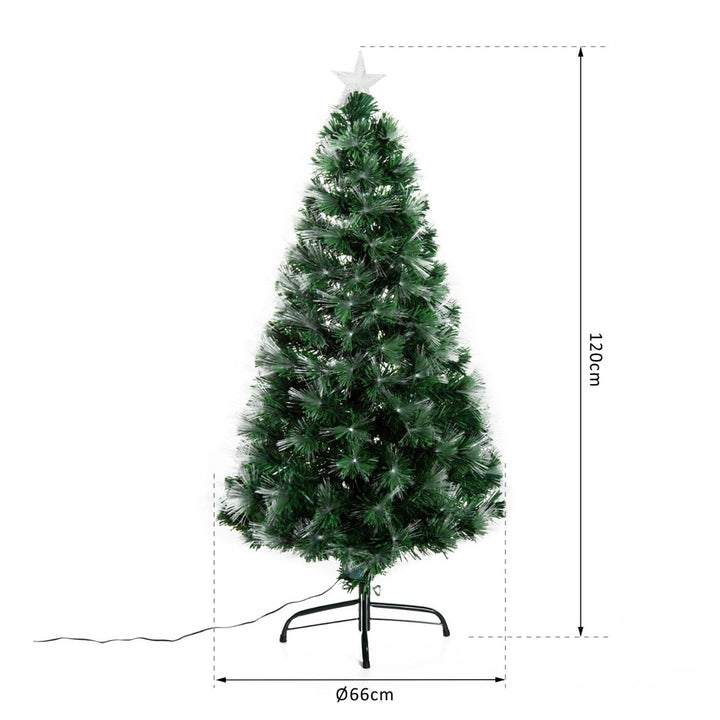 Árvore de Natal, Altura 120 cm + Estrela e Fibra Ótica de 7 Cores Árvore Artificial F 66x 120 cm