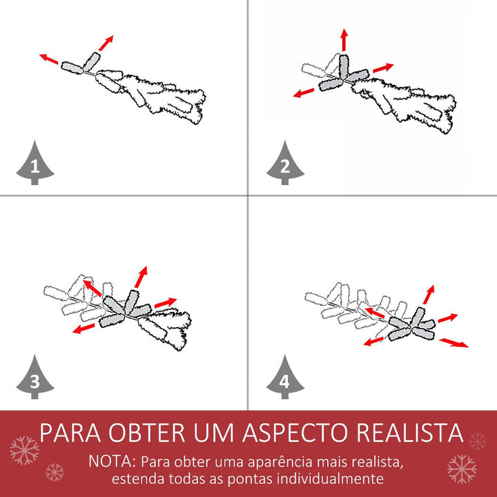 Árvore de Natal Nevada Artificial 150cm com 521 Ramos PVC e PE Base Dobrável e Suporte de Metal Decoração de Natal para Interiores Ø90x150cm Verde e Branco