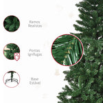 Árvore de Natal Artificial 150cm Ignífuga com 454 Ramas com 2 Tipos de Pontas de PVC e Base de Aço Decoração de Natal para Interiores Verde