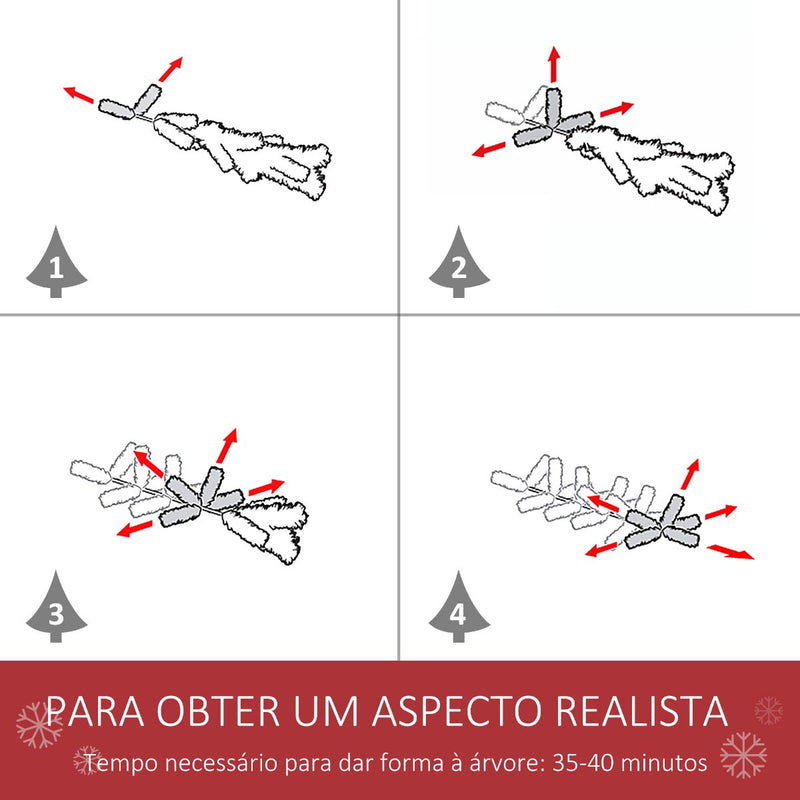 Árvore de Natal Artificial 210cm Ignífuga com 1064 Ramas com 2 Tipos de Pontas de PVC e Base de Aço Decoração de Natal para Interiores Verde