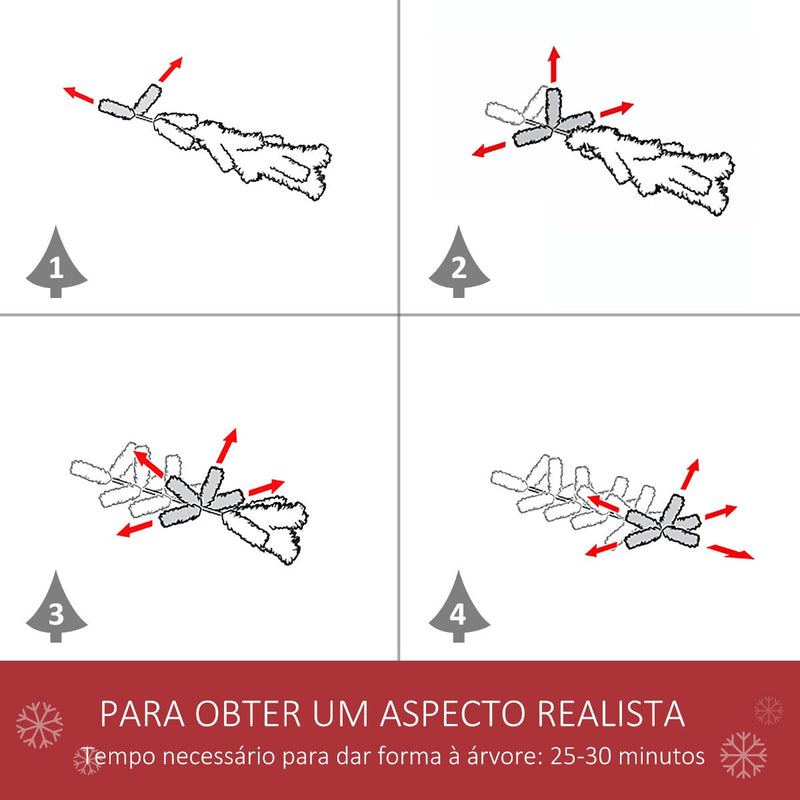 Árvore de Natal Artificial 180cm Ignífuga com 724 Ramas com 2 Tipos de Pontas de PVC e Base de Aço Decoração de Natal para Interiores Verde