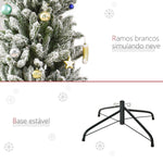 Árvore de Natal 180cm Neve Artificial com 394 Ramos Ignífugos de PVC Base Dobrável e Suporte de Aço Decoração de Natal para Interiores Ø60x180cm Verde e Branco