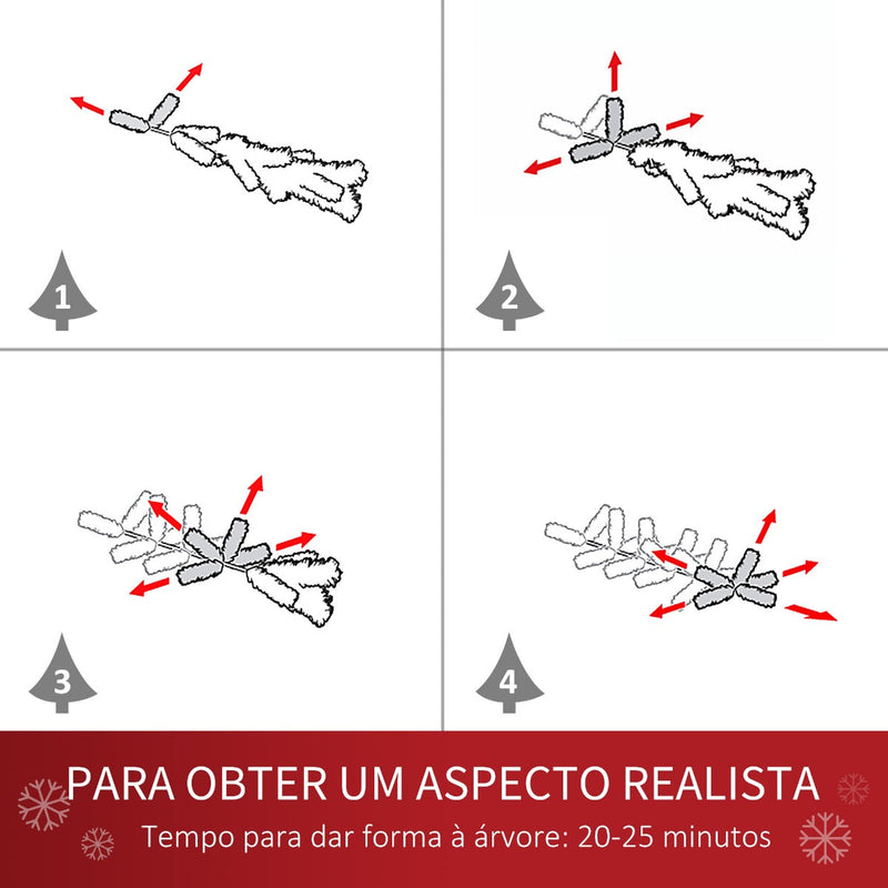 Árvore de Natal 150cm Artificial com 219 Agulhas de Pinheiro de PVC Ignífugo Base Dobrável e Suporte de Aço Montagem Rápida Decoração de Natal para Interiores Verde