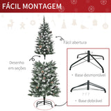 Árvore de Natal Artificial Ø55x150cm com 464 Ramas e 28 Pinhas Folhas de PVC Base Dobrável e Suporte Metálico Decoração de Natal para Interiores Verde