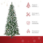 Árvore de Natal Artificial Ø75x180cm com 630 Ramas e 37 Pinhas Folhas de PVC Base Dobrável e Suporte Metálico Decoração de Natal para Interiores Verde