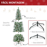 Árvore de Natal Artificial Ø75x180cm com 630 Ramas e 37 Pinhas Folhas de PVC Base Dobrável e Suporte Metálico Decoração de Natal para Interiores Verde