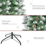 Árvore de Natal Artificial Ø75x180cm com 630 Ramas e 37 Pinhas Folhas de PVC Base Dobrável e Suporte Metálico Decoração de Natal para Interiores Verde