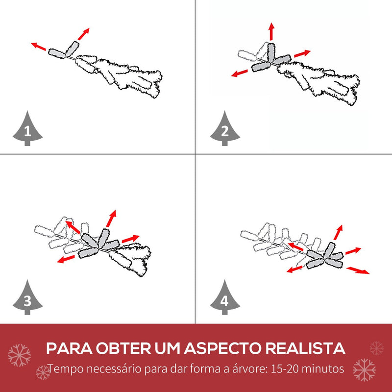 Árvore de Natal Artificial 150cm com 676 Ramas e 41 Pinhas Folhas de PVC com Efeito de Neve Base Dobrável e Suporte Metálico para Interiores Verde