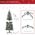 Árvore de Natal Nevada Artificial 180cm com 300 Luzes LED Branco Quente 618 Ramos Ignífugos de PVC Decorações Incluidadas e Base Dobrável Ø65x180cm Verde