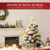 Árvore de Natal Artificial 60cm com 67 Ramos Ignífugos e Base de Cimento Decoração de Natal para Mesa Escritório Ø32x60cm Verde e Branco