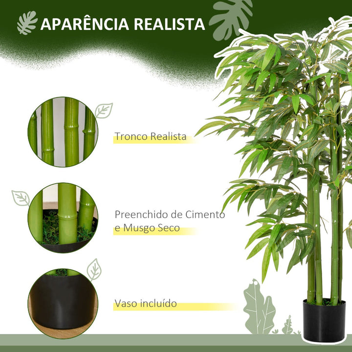Bambú Artificial 140cm com Vaso Planta Artificial para Interior e Exterior Decoração de Casa Escritório Verde