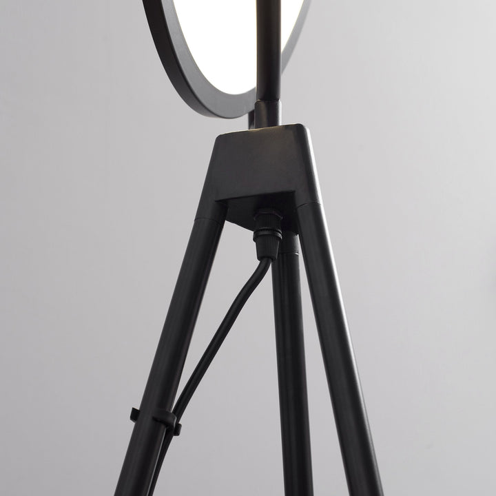 Candeeiro de Pé Moderno Candeeiro de Pé com Luz LED de 20W Ecrã Giratório Tripé de Metal e Interruptor de Pé para Sala de Estar Dormitório Escritórios 60x60x163cm Preto