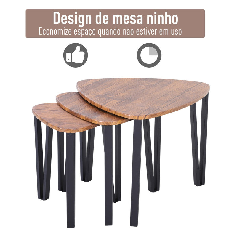 Conjunto de 3 Mesas de Café Nido Mesa de Café Moderna Mesa Auxiliar Mesas de Café para sala de estar 56x54.2x45.4 cm