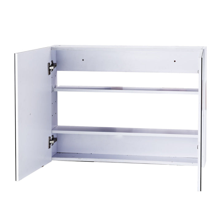 Armário de banheiro com espelho de parede Gabinete 2 portas com 3 prateleiras internas Estilo moderno para quarto Sala 80x15x60 cm Branco