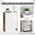 Armário de Armazenamento de 2 Portas Móvel Auxiliar de Casa de Banho Multiuso com 2 Prateleiras para Cozinha Sala de Estar Dormitório 60x25x90cm Acabado em Branco Brilhante