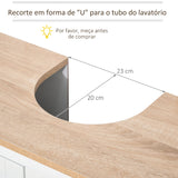 Móvel para Lavatório Pousar Armário para Casa de Banho com 2 Portas e Prateleira Ajustável Estilo Moderno 60x30x60cm Branco e Madeira