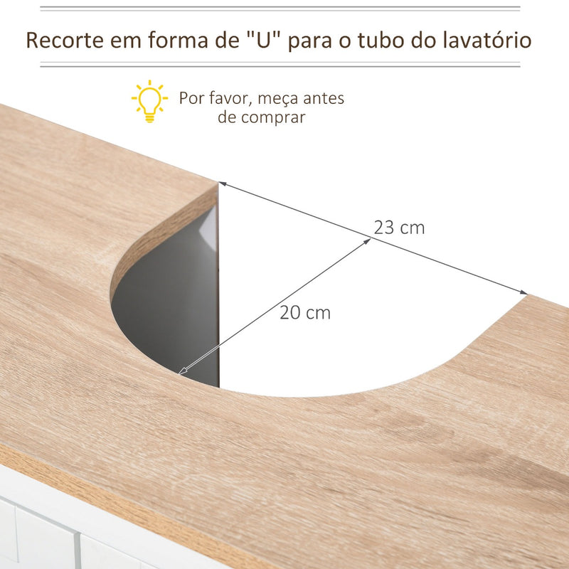 Móvel para Lavatório Pousar Armário para Casa de Banho com 2 Portas e Prateleira Ajustável Estilo Moderno 60x30x60cm Branco e Madeira