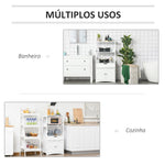 Armário para Banheiro com 3 Prateleiras Gaveta e 2 Portas Móvel de Armazenamento para Cozinha, Sala de estar Dormitório 60x33x122,5cm Branco