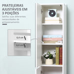 Coluna Casa de Banho com Espelho Móvel Alto Casa de Banho com 2 Portas e Prateleiras Interiores Ajustáveis Multiúso para Cozinha Sala de Estar 32x28x162cm Branco