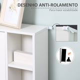 Armário Casa de Banho de Madeira com 8 Prateleiras Abertas e 1 Porta com Prateleiras Ajustáveis Móvel Auxiliar Multiuso para Cozinha Sala de Estar 71x22x100cm Branco