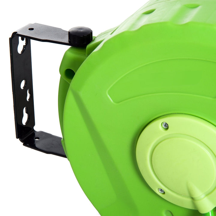 Carrete para Mangueira Suporte Mural Portamangueira 10m Roll-up Automático com Pistola de Pulverização Base de Parede Conector de Mangueira para Jardím Terraço