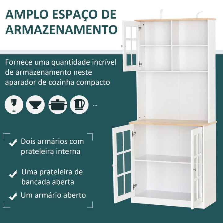 Aparador auxiliar de cozinha com amplo espaço de armazenamento Branco