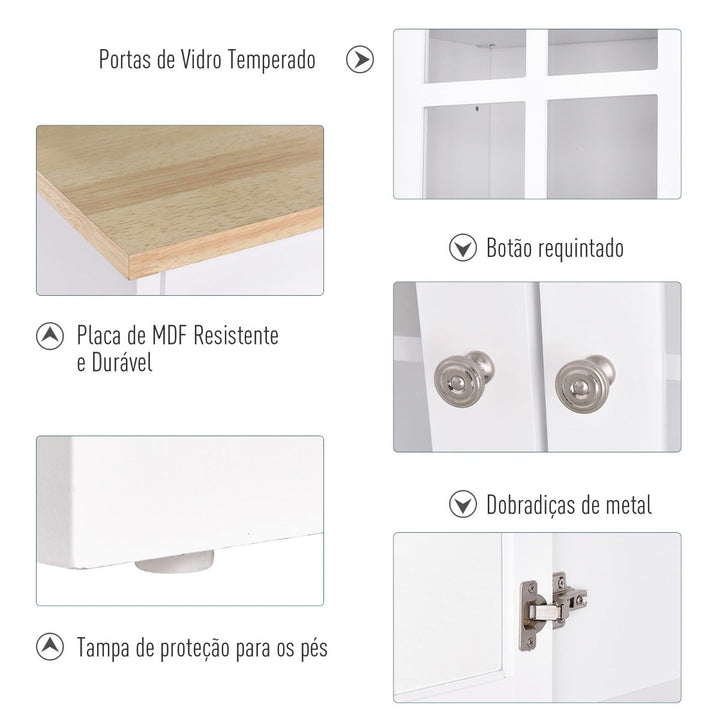Aparador auxiliar de cozinha com amplo espaço de armazenamento Branco