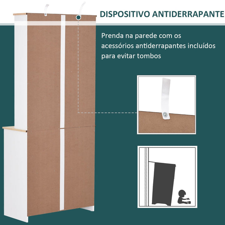 Aparador auxiliar de cozinha com amplo espaço de armazenamento Branco