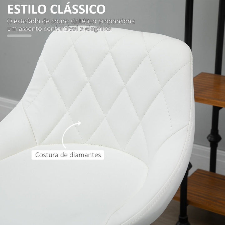 Conjunto de 2 Bancos de Bar Giratórios com Altura Ajustável Bancos Altos Moderno de Cozinha com Base Redonda e Apoio para os Pés 51,5x48x83-104cm Branco