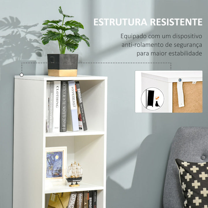 Estante com 3 Prateleiras Abertas e 1 Fechada com Porta Estante de Estilo Moderno para Armazenamento de Livros Brinquedos Plantas 40x30x129,5cm Branco