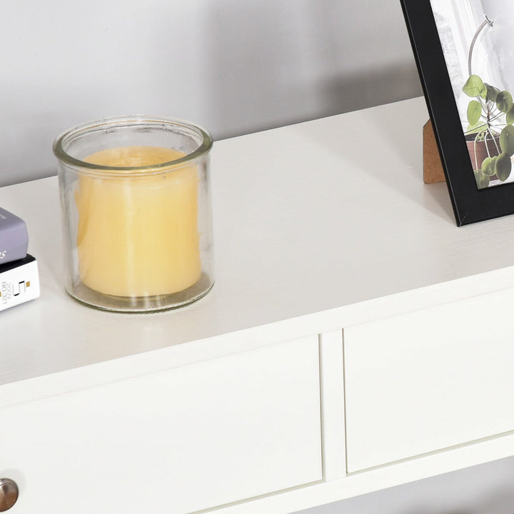 Mesa consola tipo aparador para Corredor com 2 gavetas e 2 prateleiras inferiores Móveis modernos 100x30.5x80 cm Branco