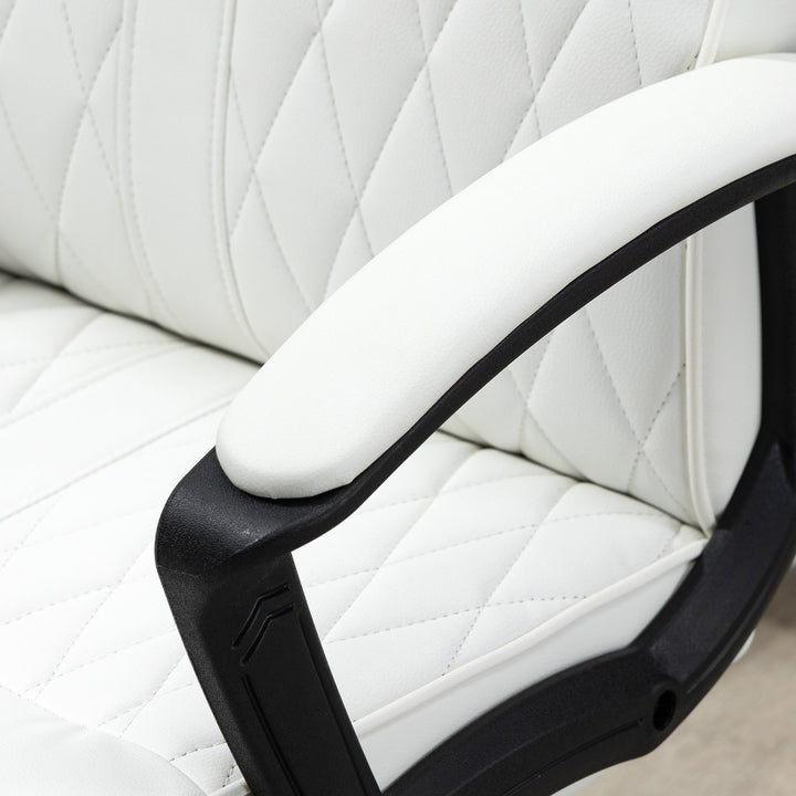 Cadeira de Escritório Giratória 360° Cadeira de Escritório com Encosto Alto Altura Ajustável e Função de Inclinação para Escritório Carga 120kg 65x65x102-112,5cm Creme