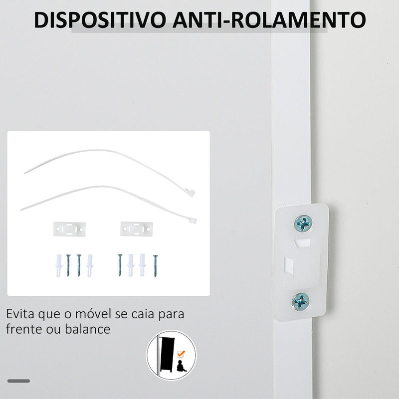 Aparador Auxiliar com 2 Portas 2 Gavetas e Prateleira Ajustável Abertura a Pressão Móvel Organizador de Armazenamento para Dormitório Sala de Estar 79x36x74cm Branco