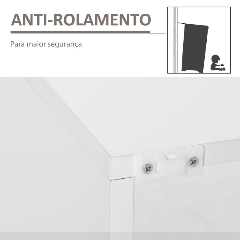 Aparador Moderno com Luzes LED Móvel Buffet com 1 Porta com Fechamento a Pressão e Prateleiras Ajustáveis Controle Remoto 97x35x83cm Branco