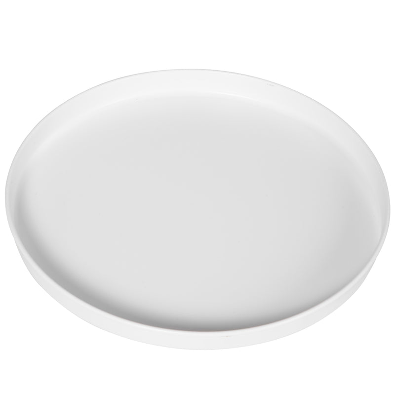 Mesa Auxiliar com Prateleira de Vime Plástico Bandeja Removível e Alça Portátil Mesa Lateral Redonda com Estrutura de Aço para Dormitório Escritório 43,5x42,5x60cm Branco