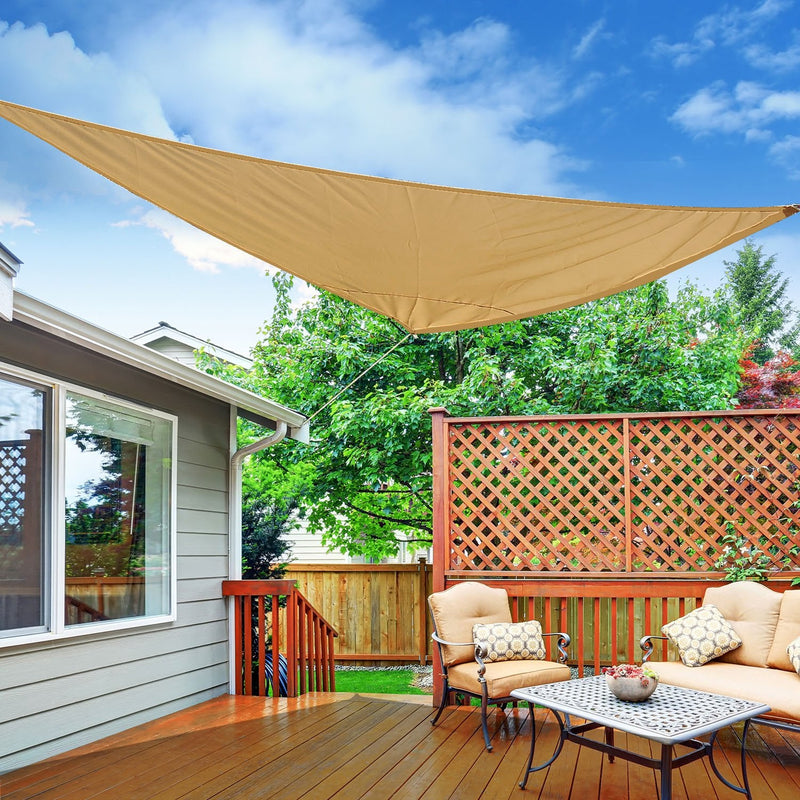 Toldo Vela Triangular 6x6x6m para Varanda Jardim ou Campismo Cor Areia