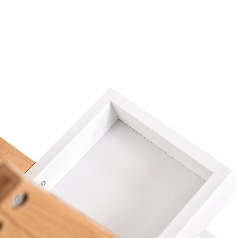 Estante de Bambú para Casa de Banho com 3 Prateleiras de Armazenamento Móvel Organizador para Cozinha Sala de Estar Lavanderia 30x18x81cm Madeira e Branco