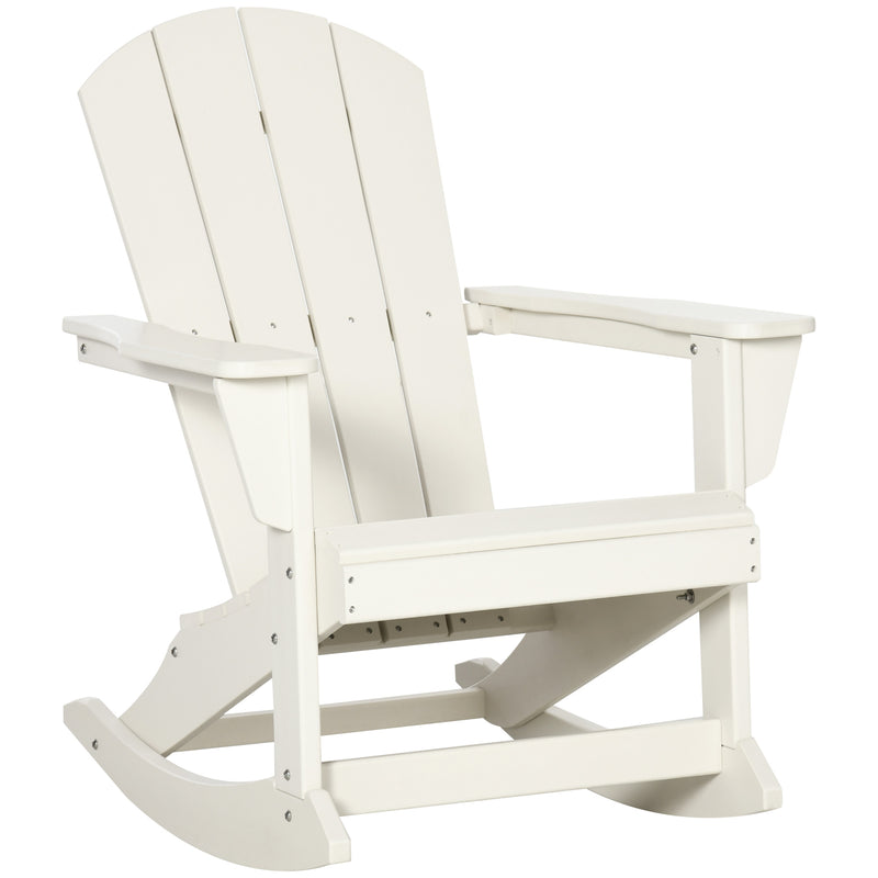 Cadeira Adirondack Baloiço de Jardim Baloiço para Exterior Estilo Adirondack de HDPE para Varanda Pátio Carga Máxima 120kg 73,5x93x91,5cm Branco