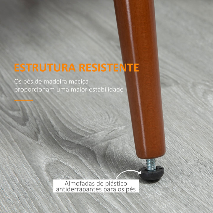 Conjunto de 2 Cadeiras de Sala de Jantar Cadeiras de Cozinha com Assento Estofado em PU e Pés de Madeira para Escritório Dormitório Carga Máxima 120kg 50,5x59x82cm Preto e Nogueira