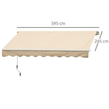 Toldo para terraço e jardim 395x245cm com braço Alumínio, poliéster e Aço Creme