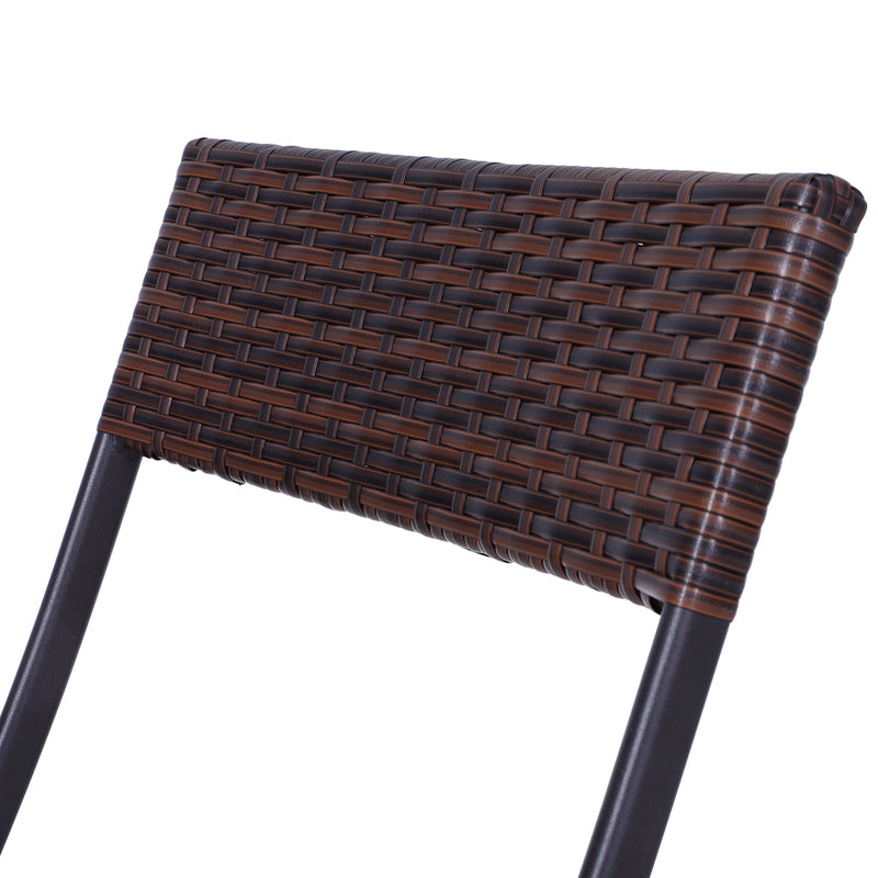 Conjunto de 3 Peças de Rattan Conjunto de 2 Cadeiras e Mesa para Pátio Varanda Jardim Dobrável Desenho Trançado Elegante Mesa de 60x60x72 cm Cor Marrom