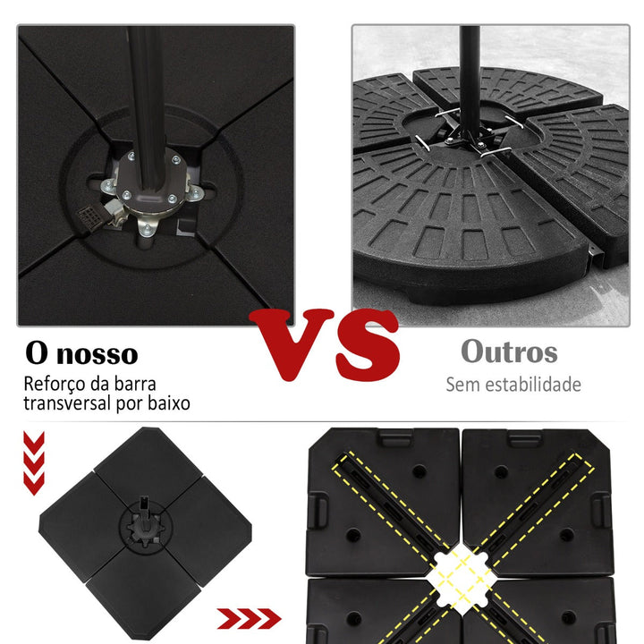 Base de guarda-sol de 4 peças para Peso do medidor Suporte para Parasol do pátio