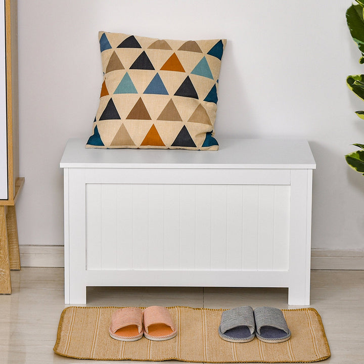 Armário de madeira para armazenamento de roupas brinquedos banco de armazenamento para sala de estar e banheiro carga de 20 kg branco 81 x 40 x 46 cm