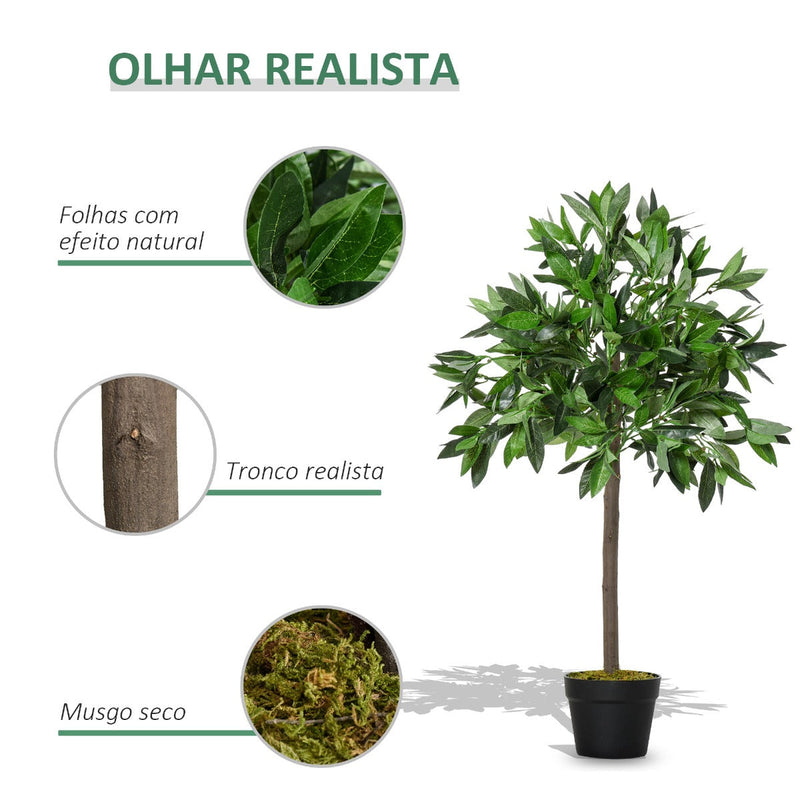 2 plantas artificiais de 90 cm de altura árvore de Laurel com vaso para sala de estar exterior Verde