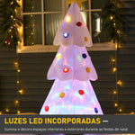 Árvore de Natal Inflável 158cm de Altura com Luzes LED e Inflador Decoração de Natal para Interiores Exteriores 67x61x158cm Branco