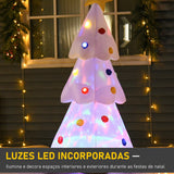 Árvore de Natal Inflável 158cm de Altura com Luzes LED e Inflador Decoração de Natal para Interiores Exteriores 67x61x158cm Branco