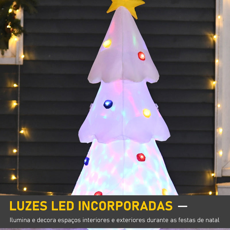 Árvore de Natal Inflável 122cm de Altura com Luzes LED e Inflador Decoração de Natal para Interiores Exteriores 60x51x122cm Branco