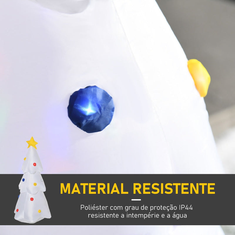 Árvore de Natal Inflável 122cm de Altura com Luzes LED e Inflador Decoração de Natal para Interiores Exteriores 60x51x122cm Branco