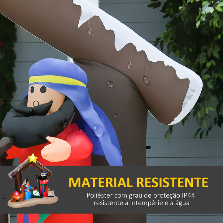 Decoração Inflável de Natal 183cm com Luzes LED Inclui Inflador Nascimento de Jesús para Festas Jardim Exterior 201x100x186cm Multicor