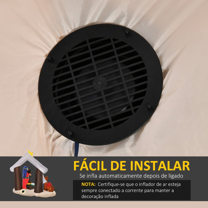 Decoração Inflável de Natal 183cm com Luzes LED Inclui Inflador Nascimento de Jesús para Festas Jardim Exterior 201x100x186cm Multicor
